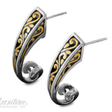 Sterling silver post omega back earrings with gold overlay