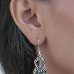 Leverback Earrings with blue pearl