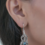 Leverback Earrings with blue pearl