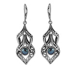 Leverback Earrings with blue pearl
