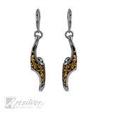 Silver with Gold Leverback Earrings Style