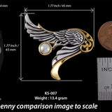 Angel Wing pendant Silver and Gold with Gemstone