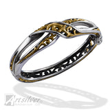 Hinged Bangle Intersecting Mobius Twists Filigree Bracelet