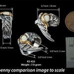 Deer Antler Angel Wing Silver Ring with 14k Gold Overlays