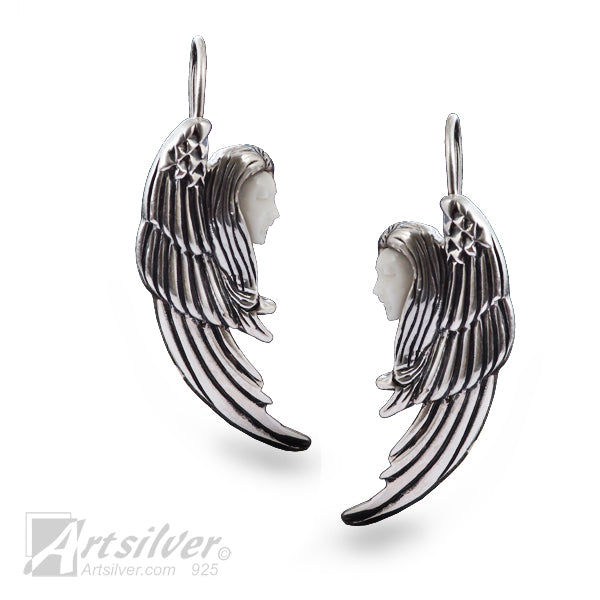 Sterling Silver Angel Wing Earrings