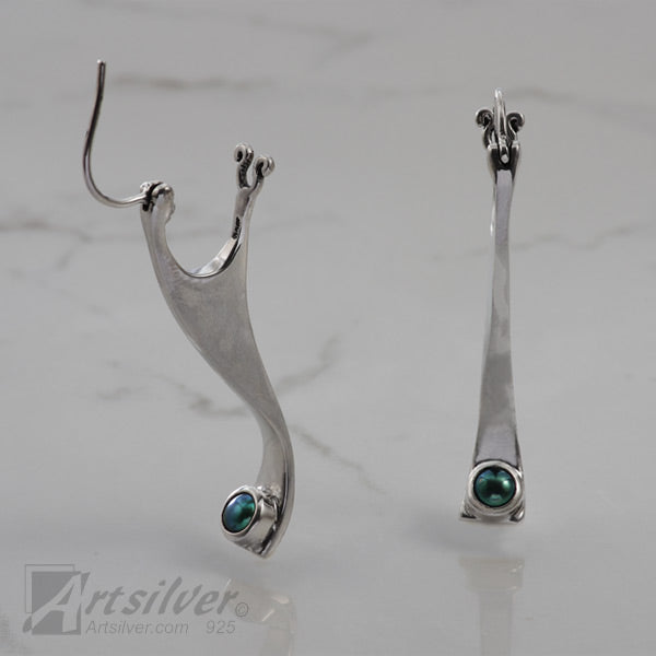 Blue Pearl Sterling Silver Post Earrings 