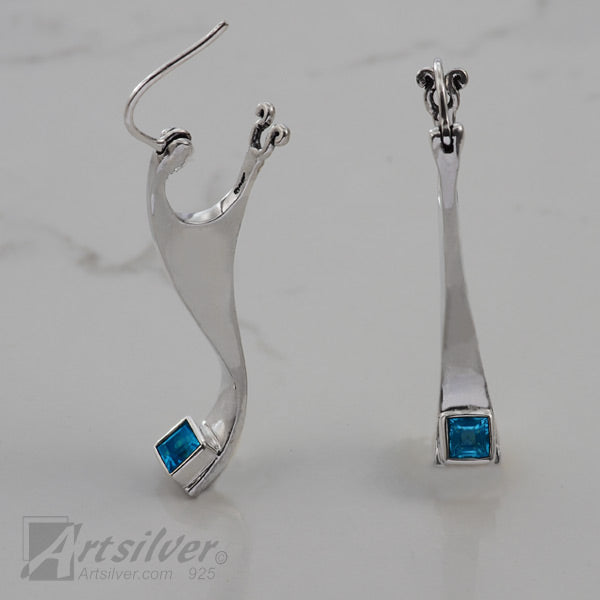 Blue Topaz Sterling Silver Post Earrings 