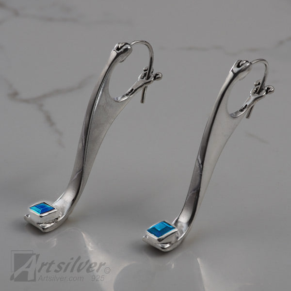 Blue topaz Sterling Silver Post Earrings