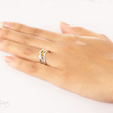 Unique Women Sterling Silver Ring with Gold Vermeil