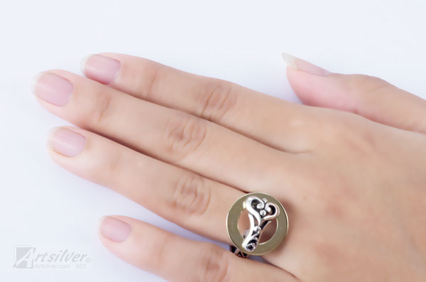 Sterling Silver with Gold Spinning Ring -