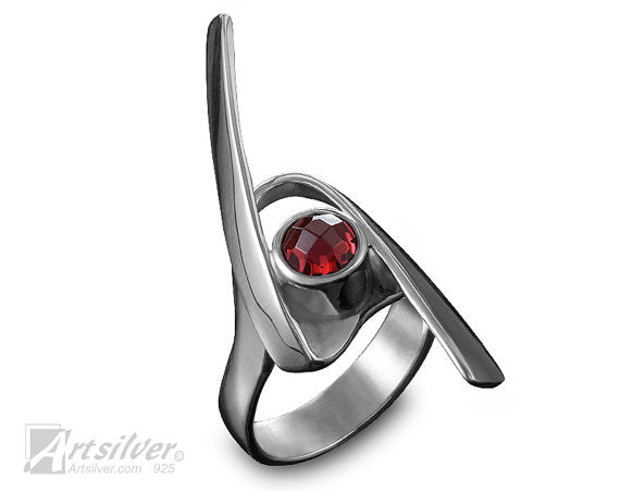 Unique Sterling Silver Ring with gems