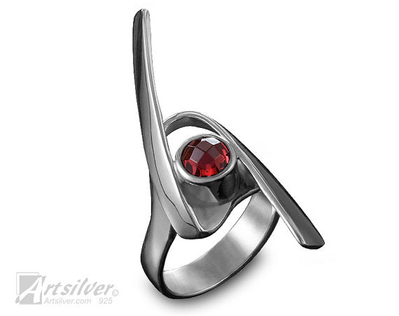 Unique Sterling Silver Ring with gems