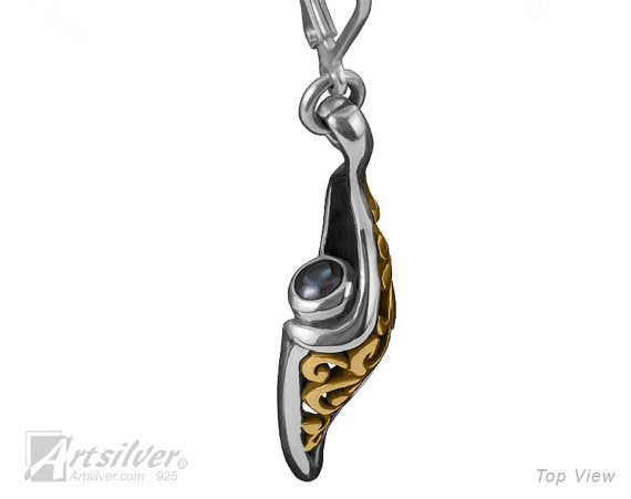 Silver with Gold Leverback Earrings Style