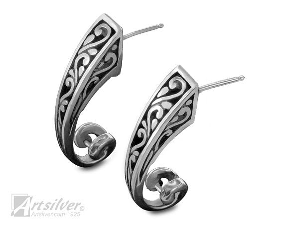 Sterling silver post omega back earrings