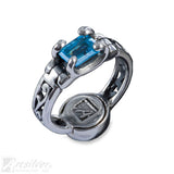 silver ring blue topaz