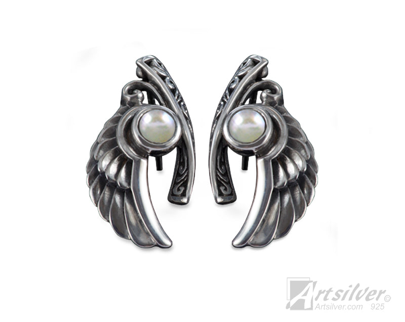 Angel Wing pendant Silver  with Gemstone