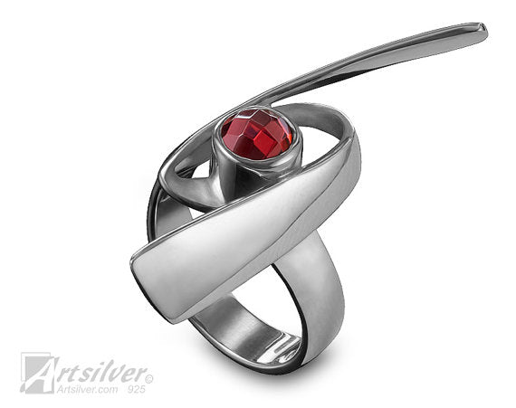 Unique Sterling Silver Ring with gems