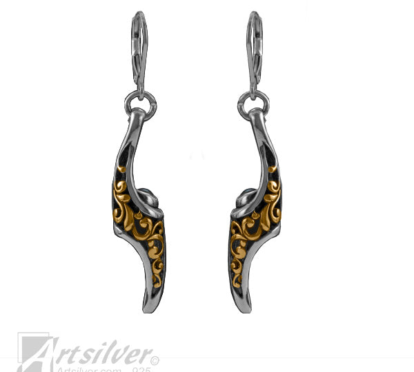 Silver with Gold Leverback Earrings Style