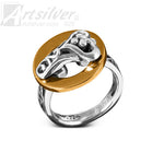 Sterling Silver with Gold Spinning Ring -