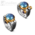 Sterling Silver with Gold Spinning Ring