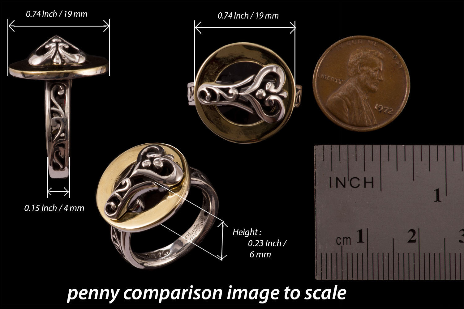 Sterling Silver with Gold Spinning Ring -