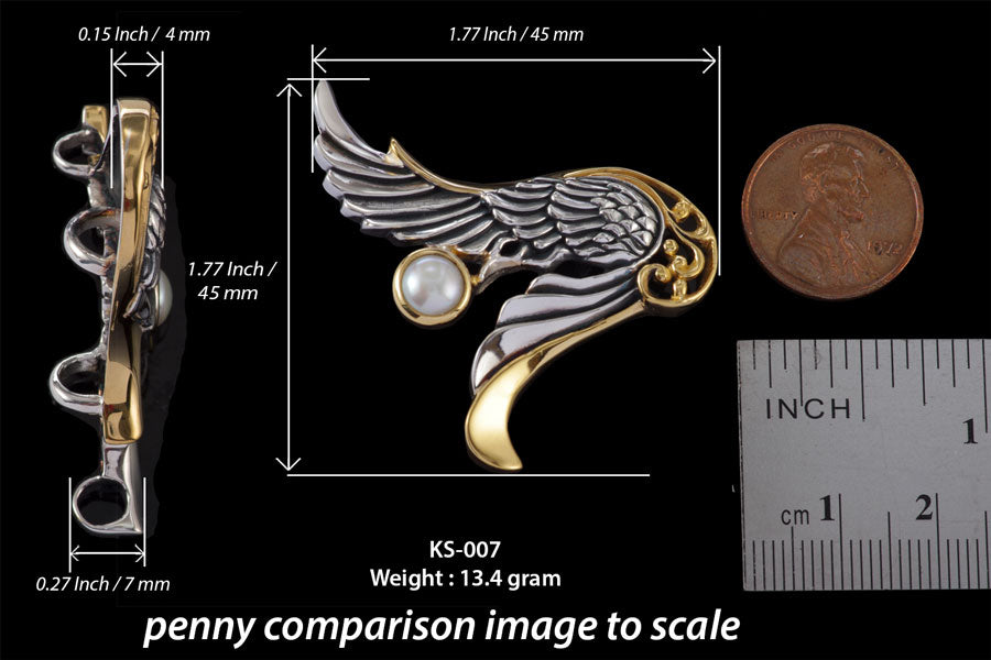 Angel Wing pendant Silver and Gold with Gemstone