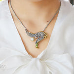 Angel Wing pendant Silver and Gold with Gemstone