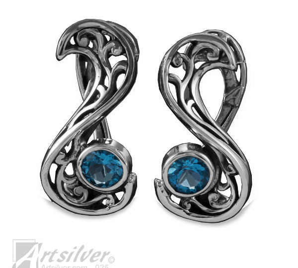 sterling silver blue topaz earrings