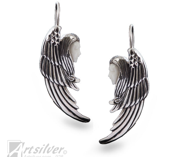 Sterling Silver Angel Wing Earrings