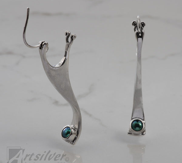 Blue Pearl Sterling Silver Post Earrings 