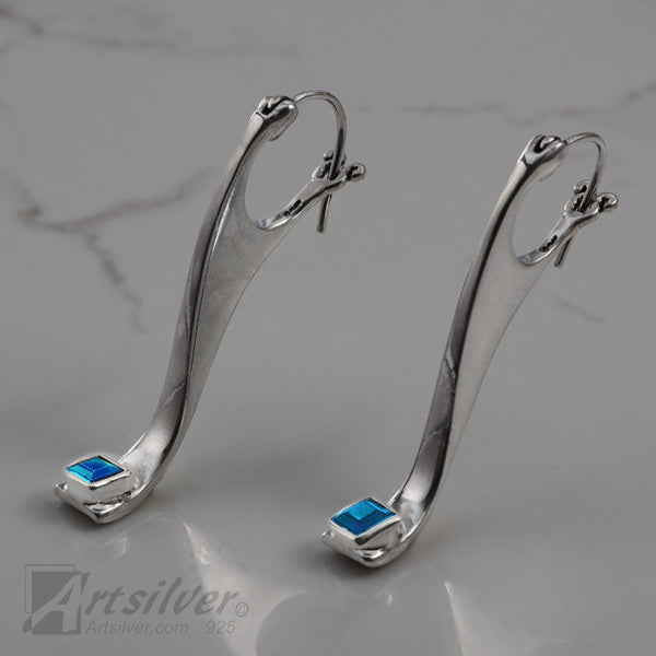 Blue topaz Sterling Silver Post Earrings 